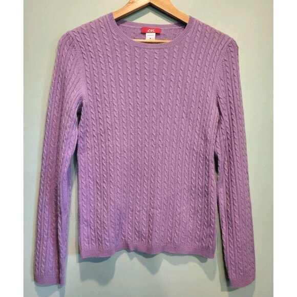 Anne Klein Sport Lilac Purple Cashmere Cableknit Sweater Sz M - Picture 1 of 6